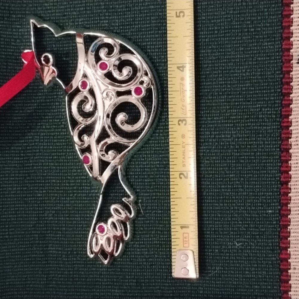 Lenox Silver Plated Cardinal Ornament with Red Crystal Accents NEW - Picture 7 of 9